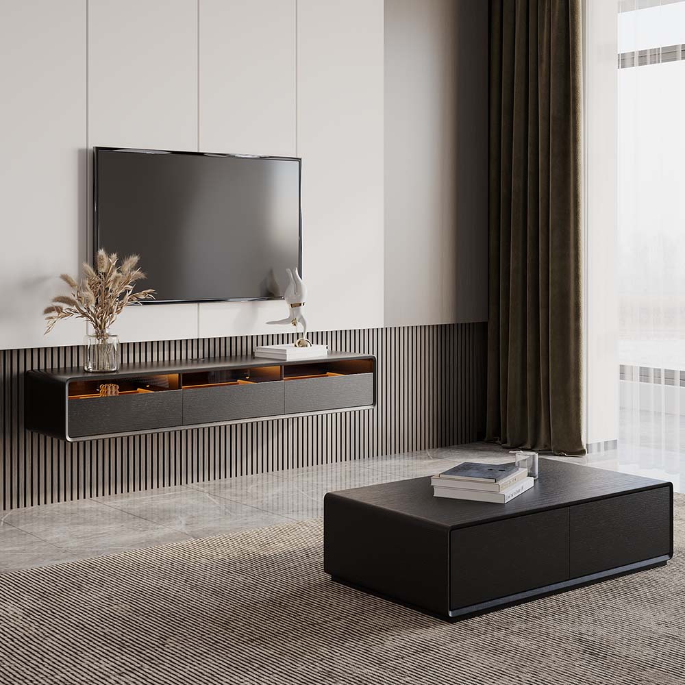 Floating Black MDF TV Stands