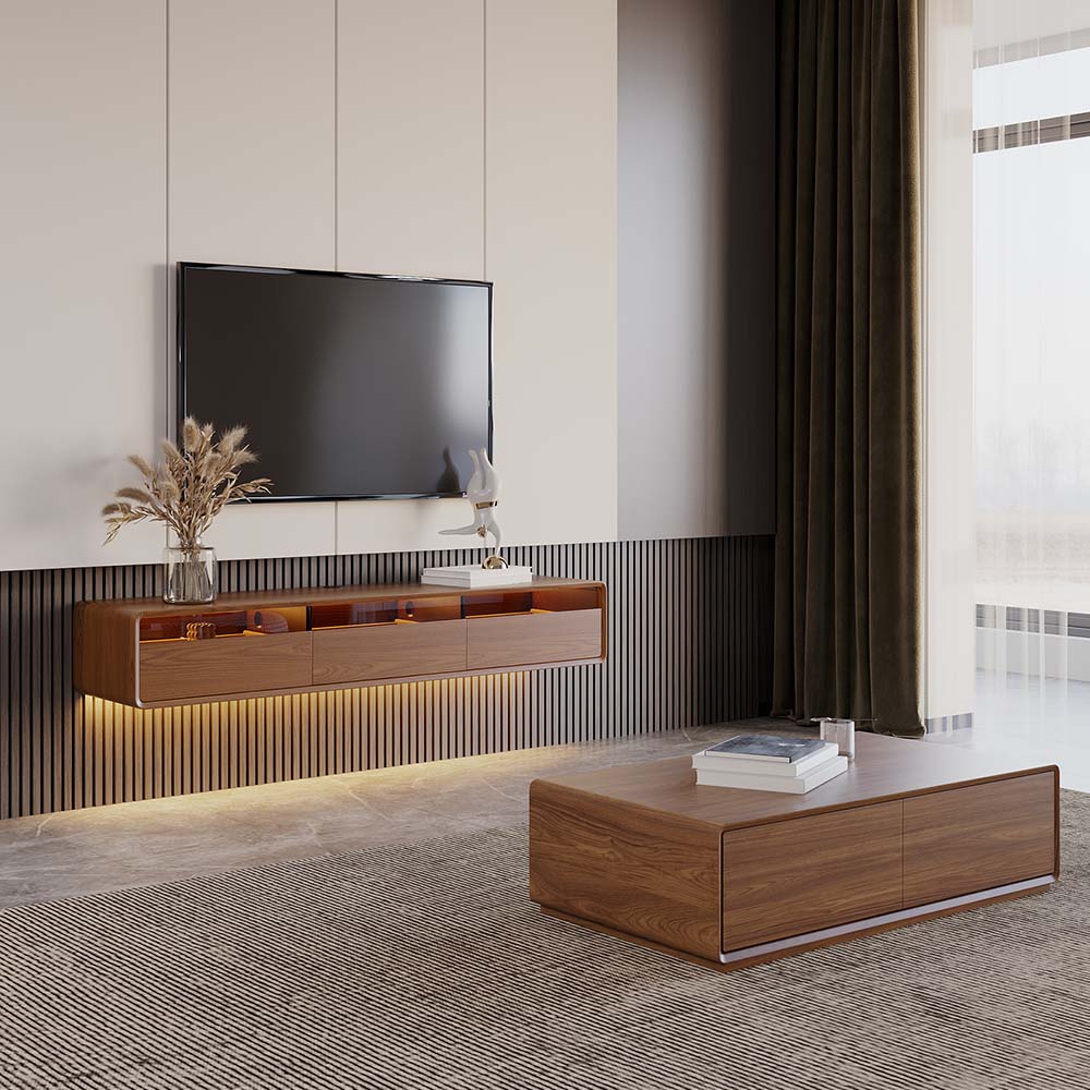 FLOAT Walnut Color MDF TV Stands