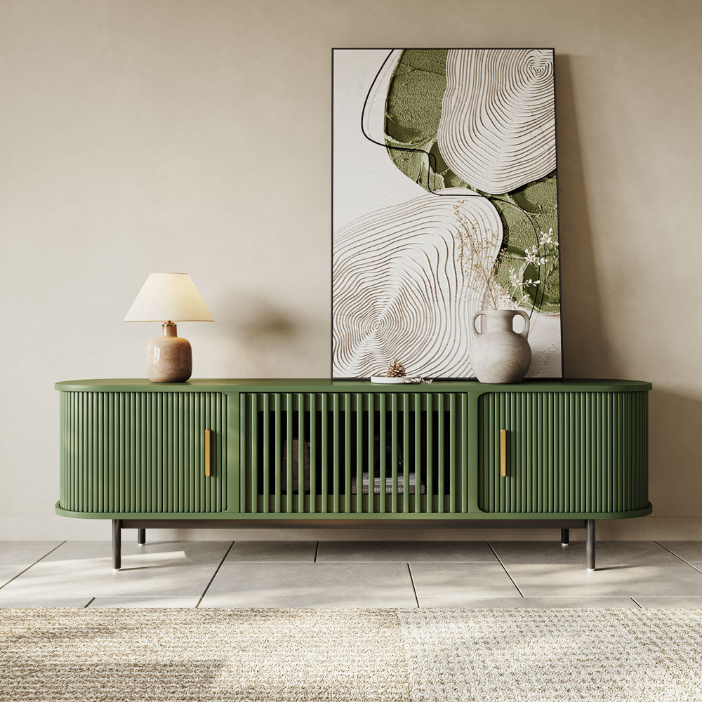 Mid Century Modern Green Plywood TV Stands