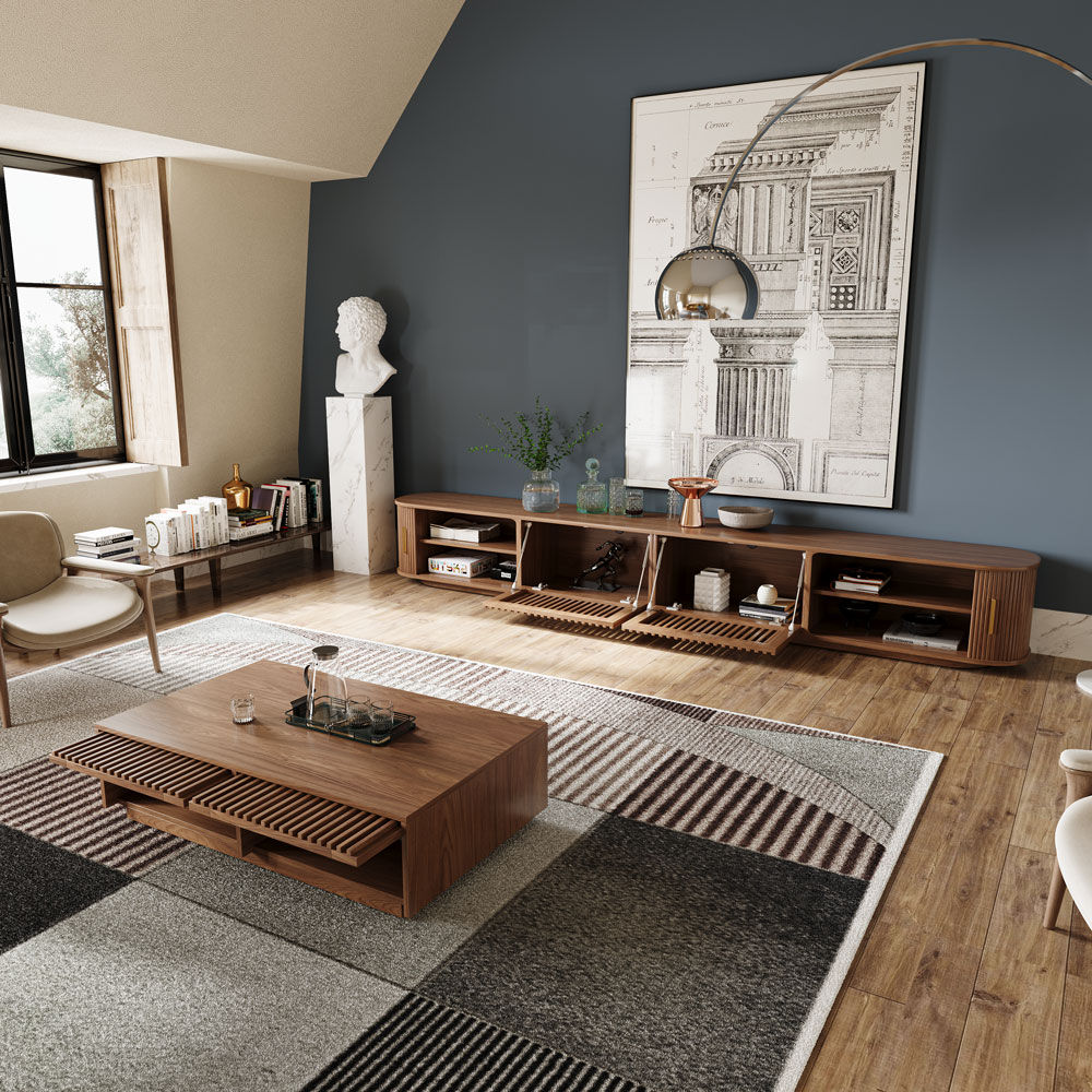 Modern Walnut Color Plywood TV Stands
