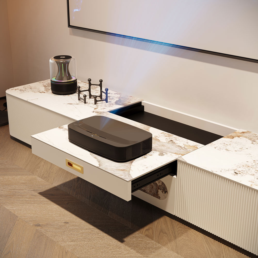 with Drawers Pandora & White Sintered Stone TV Stands