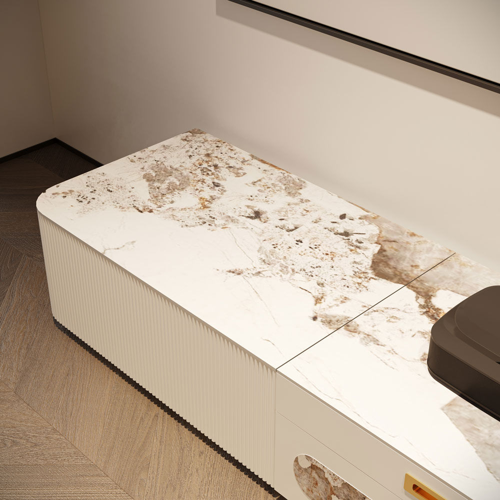Modern Pandora & White Sintered Stone TV Stands