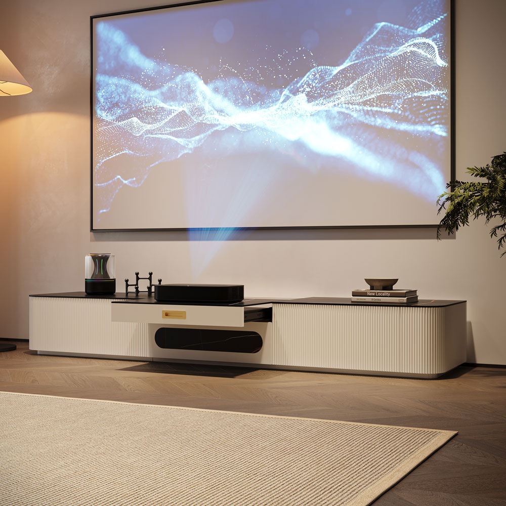 On the Ground Black & White Sintered Stone TV Stands