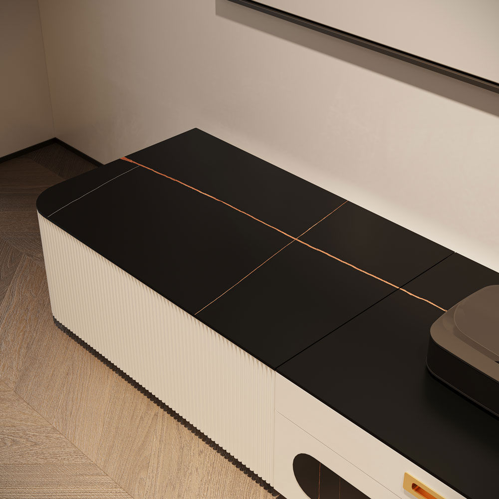 For Projector Black & White Sintered Stone TV Stands