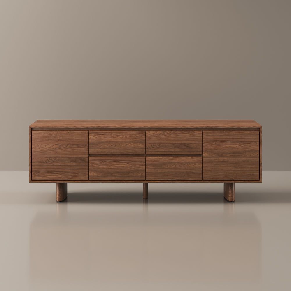 Mid Century Modern Walnut Color MDF TV Stands