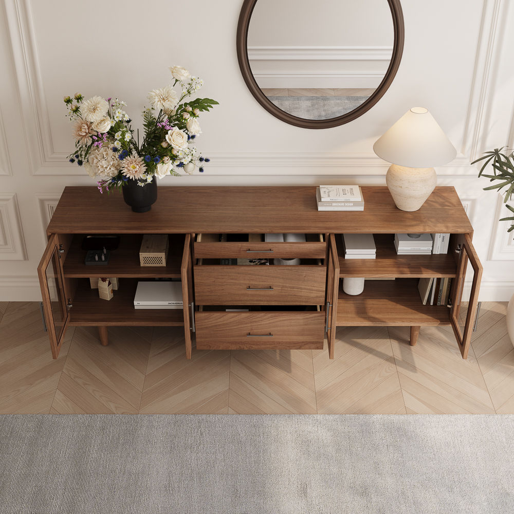 Mid Century Modern Walnut Color MDF TV Stands