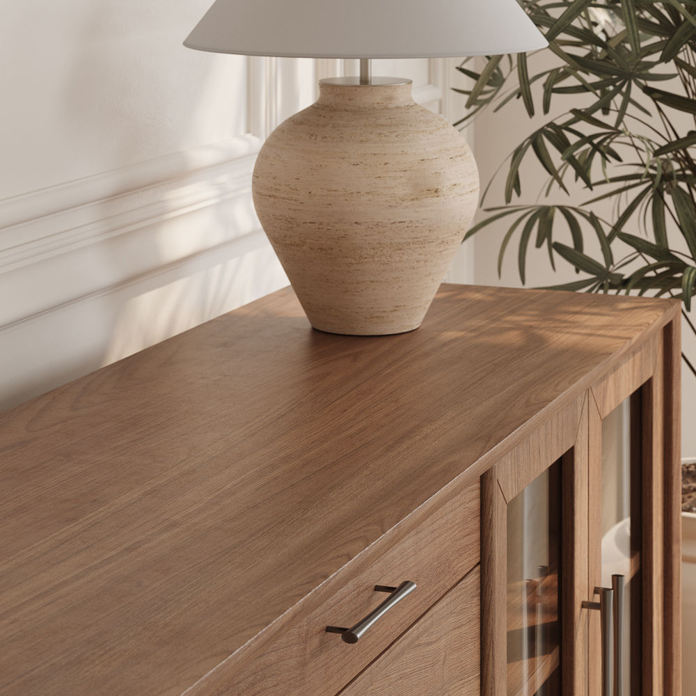 Glass Walnut Color MDF TV Stands