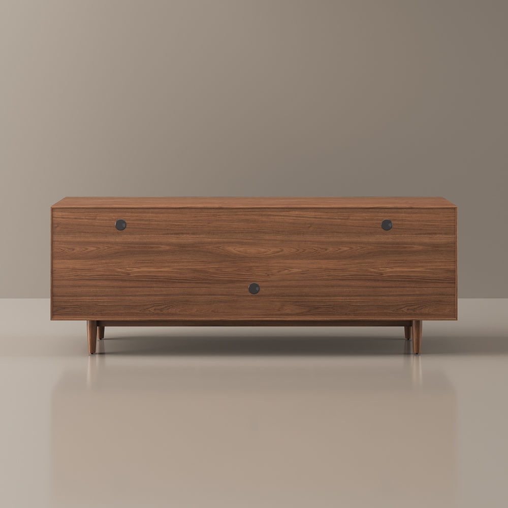 Solid Wood Leg Walnut Color MDF TV Stands