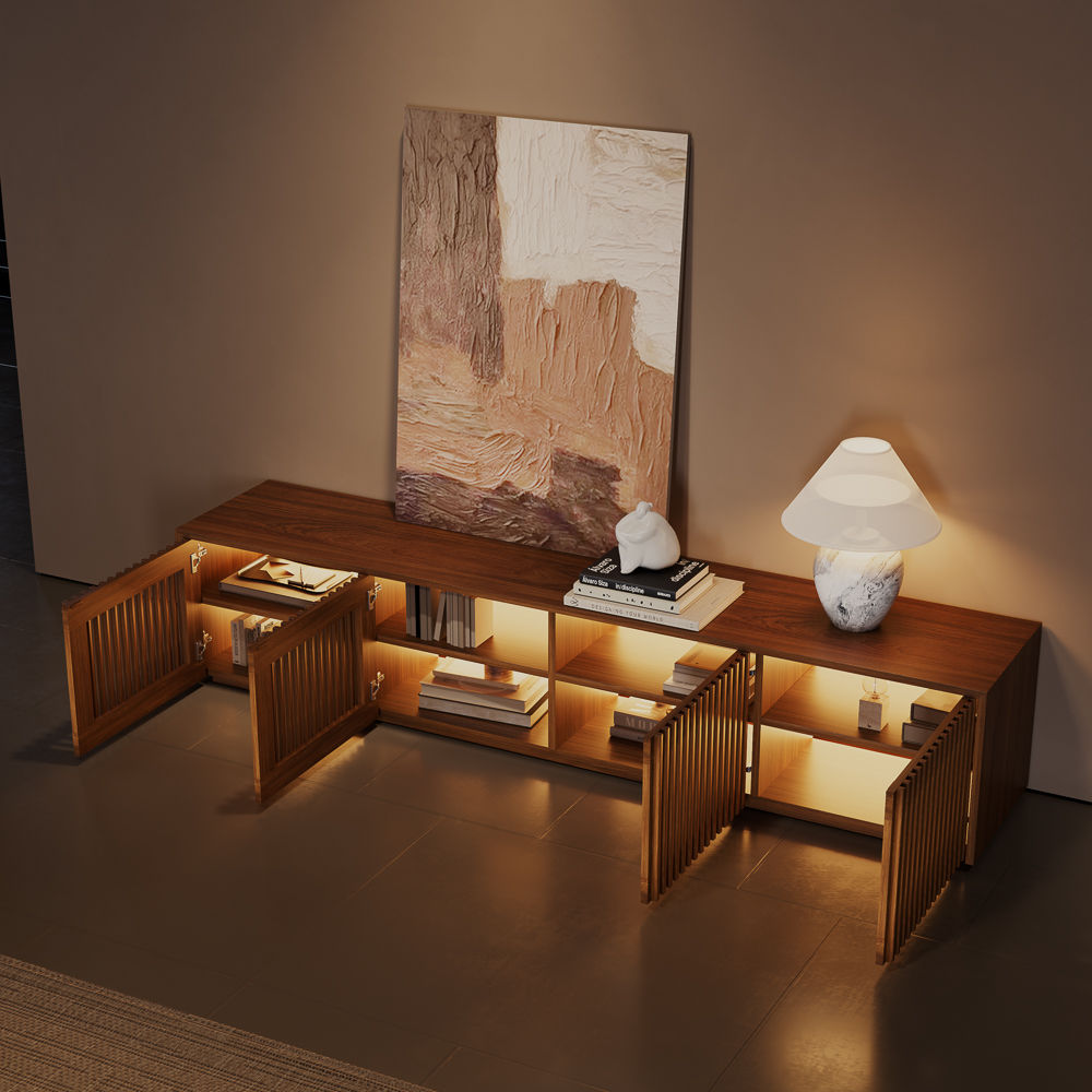 Modern Minimalist Dark Wood MDF TV Stands