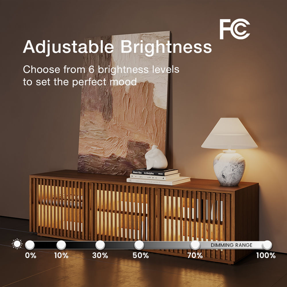Slatted Design Dark Wood MDF TV Stands