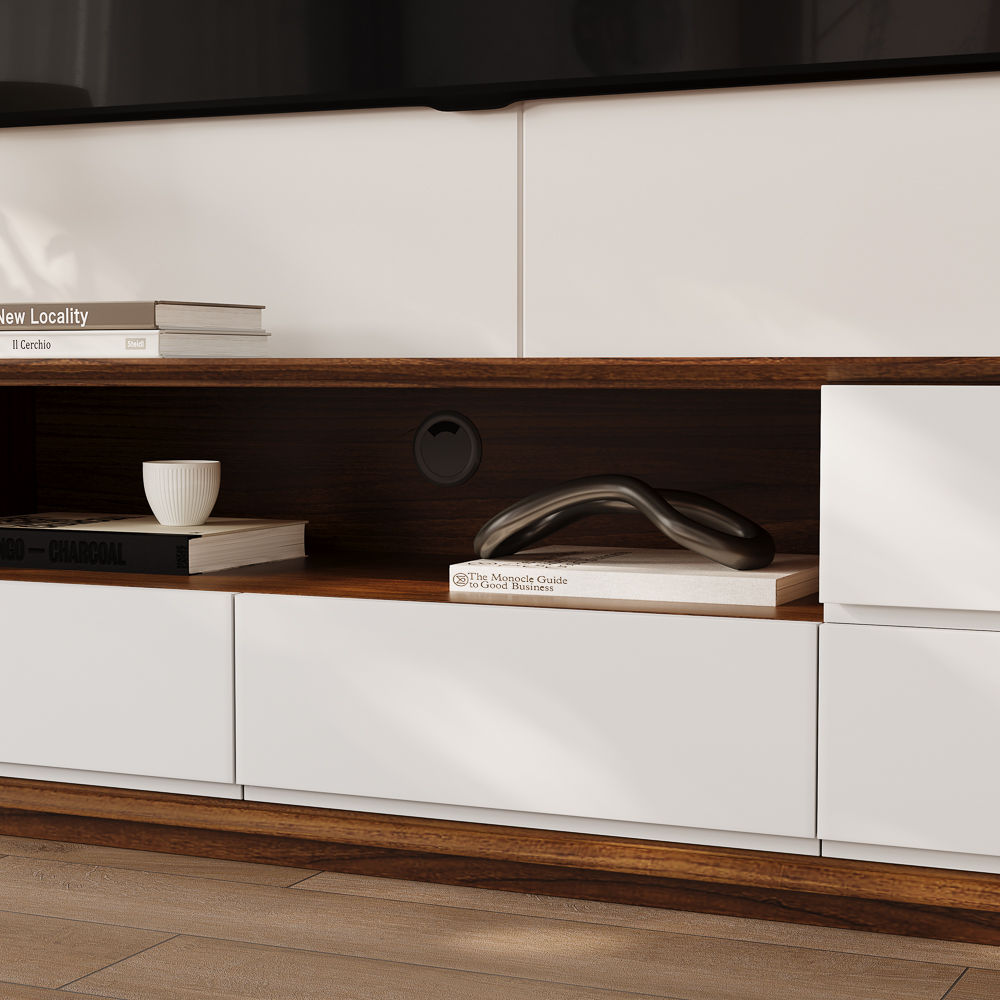 with Drawers Dark Wood & White MDF TV Stands