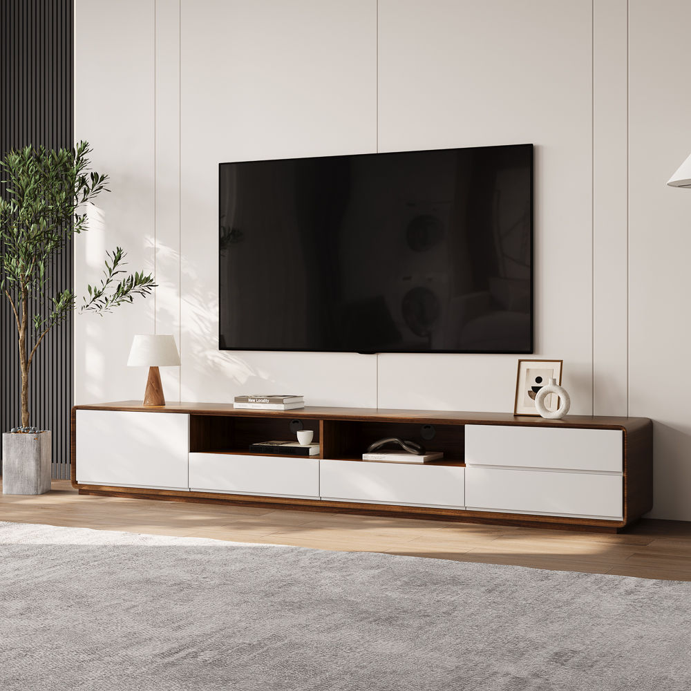 with Drawers Dark Wood & White MDF TV Stands