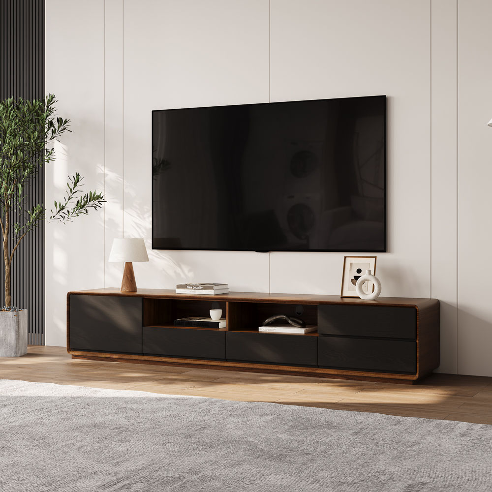 Walnut Dark Wood & Black MDF TV Stands