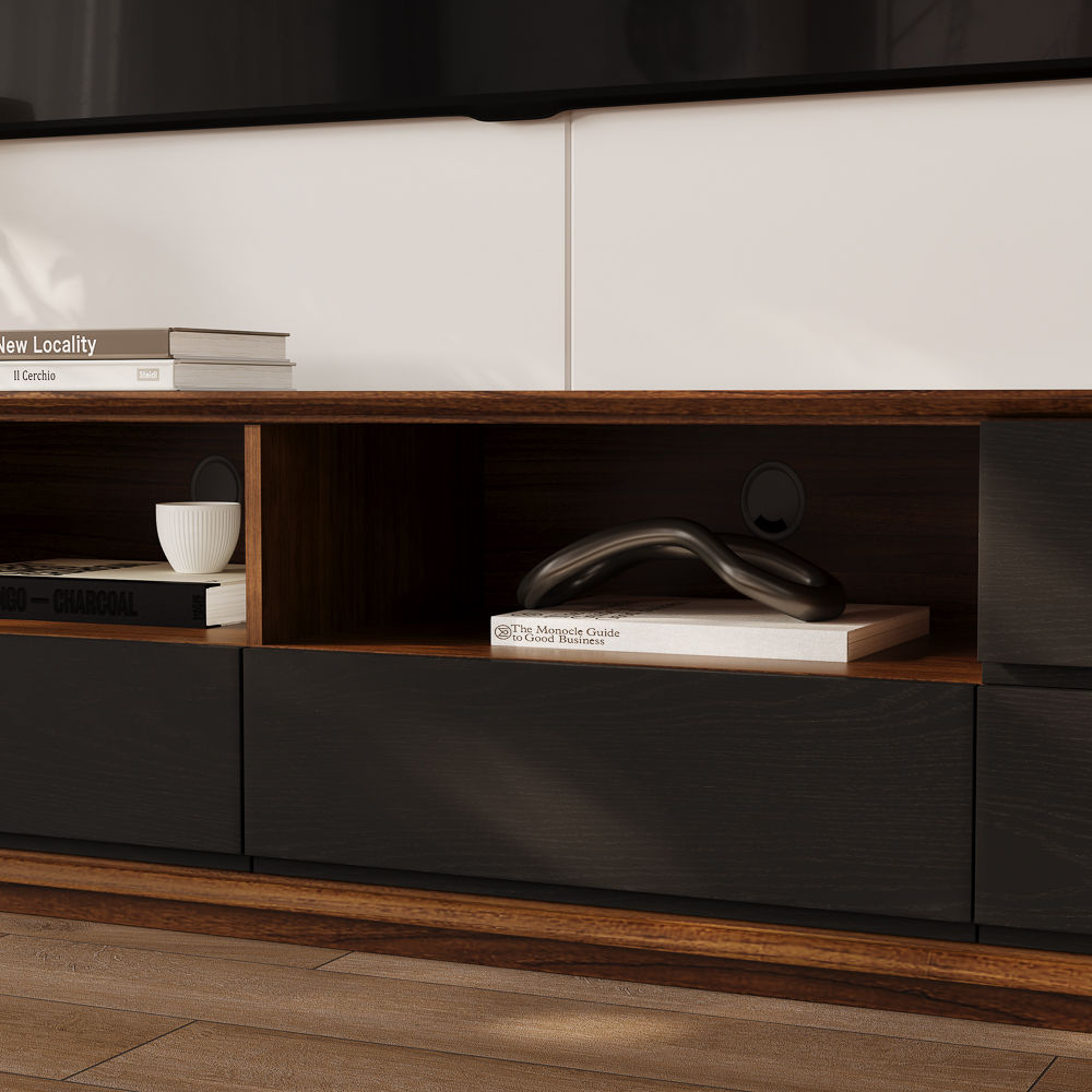 Modern Dark Wood & Black MDF TV Stands
