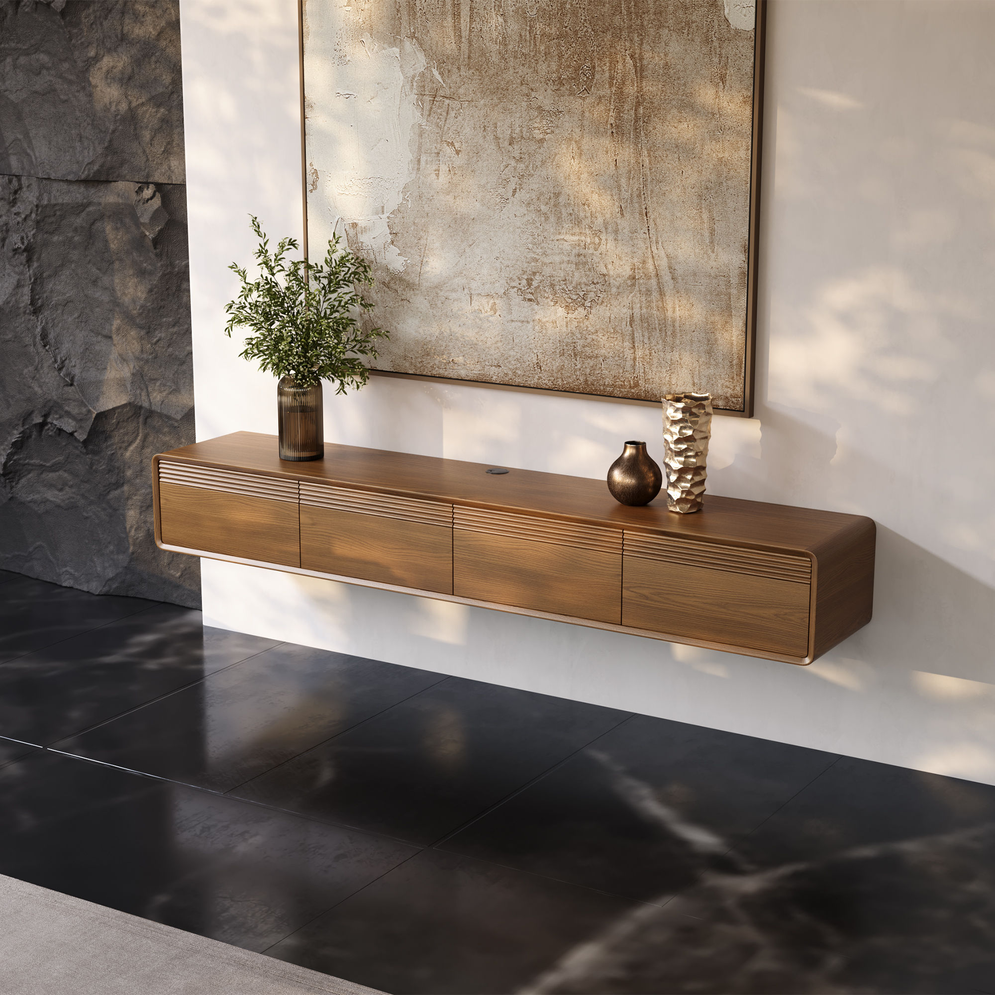 Modern Walnut Color MDF TV Stands