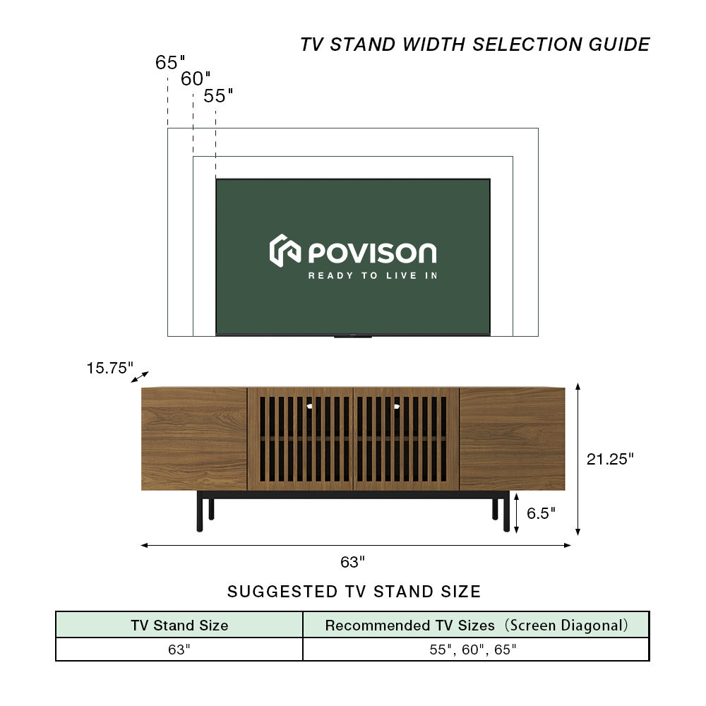 Perfect for 55 Inch TV Walnut Color MDF TV Stands