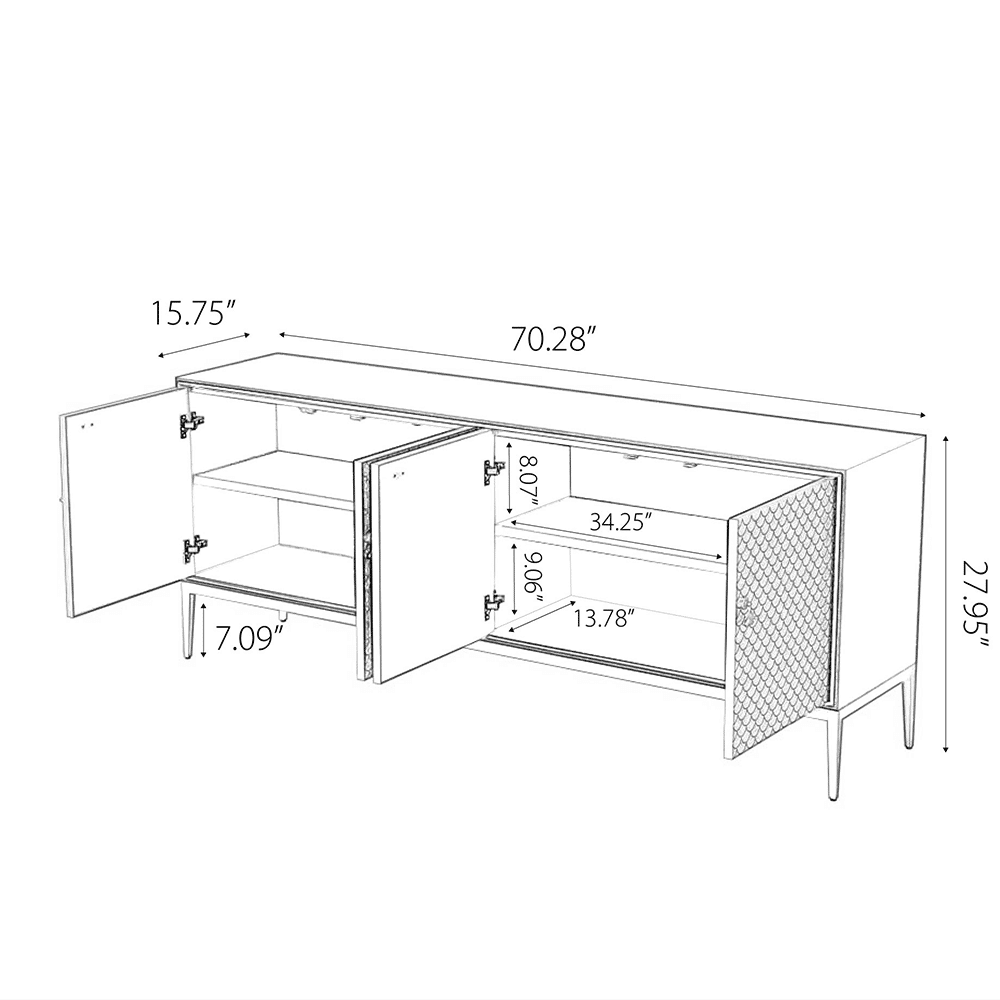 with Cabinets Walnut & Silver Gray MDF TV Stands