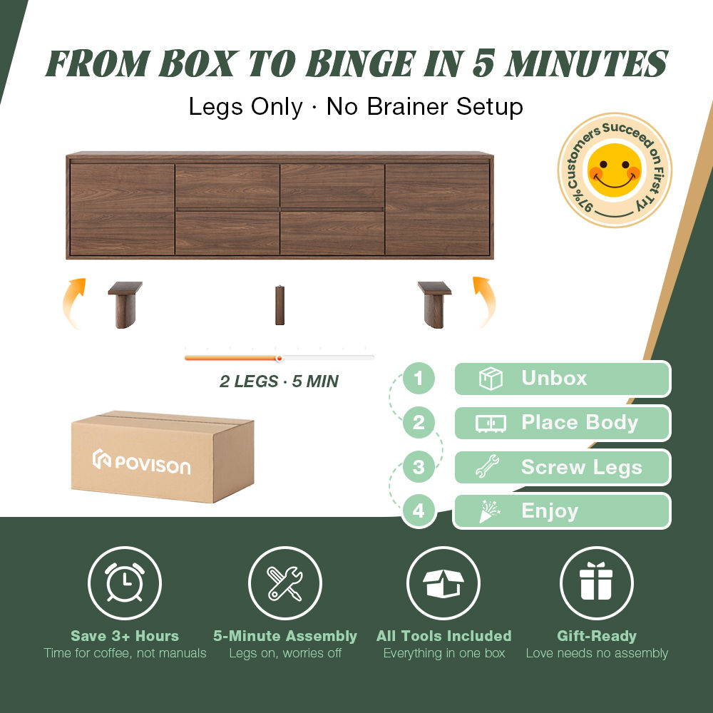 with Drawers Walnut Color MDF TV Stands