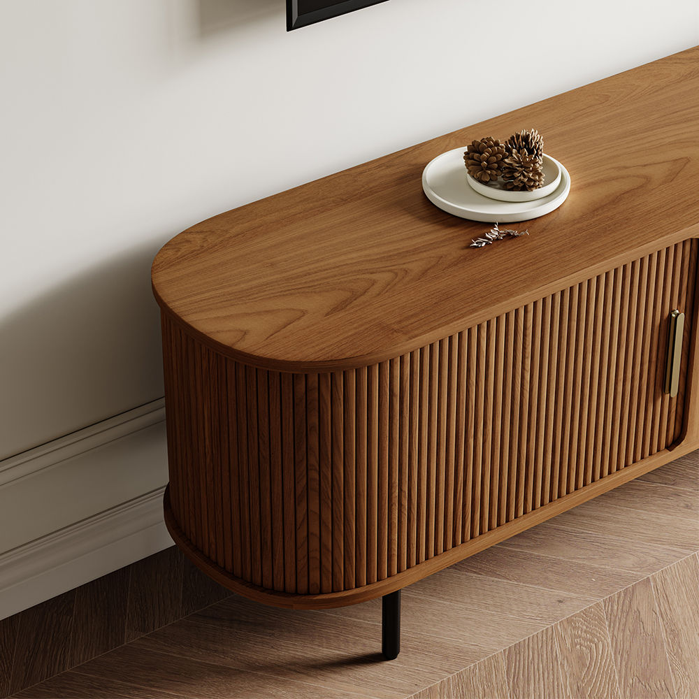 Perfect for 75 Inch TV Walnut Color Plywood TV Stands