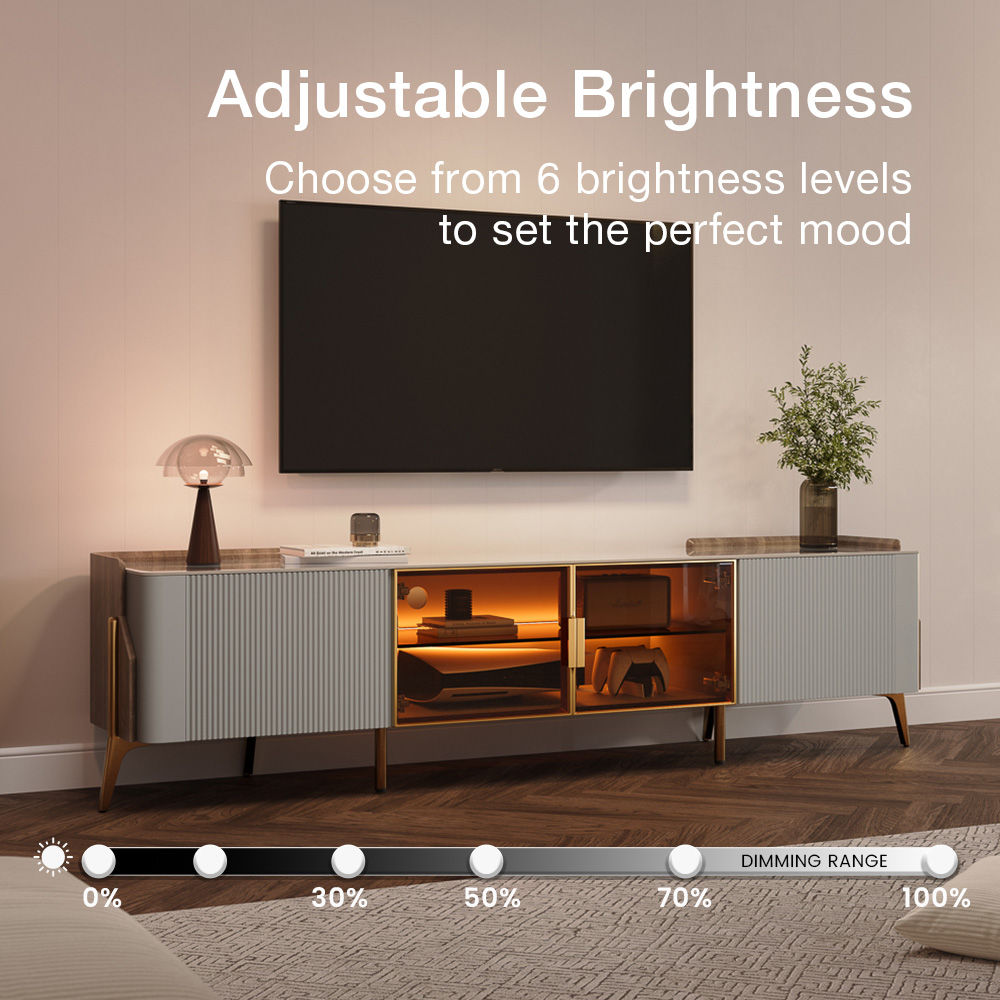 with Drawers Gray Sintered Stone TV Stands