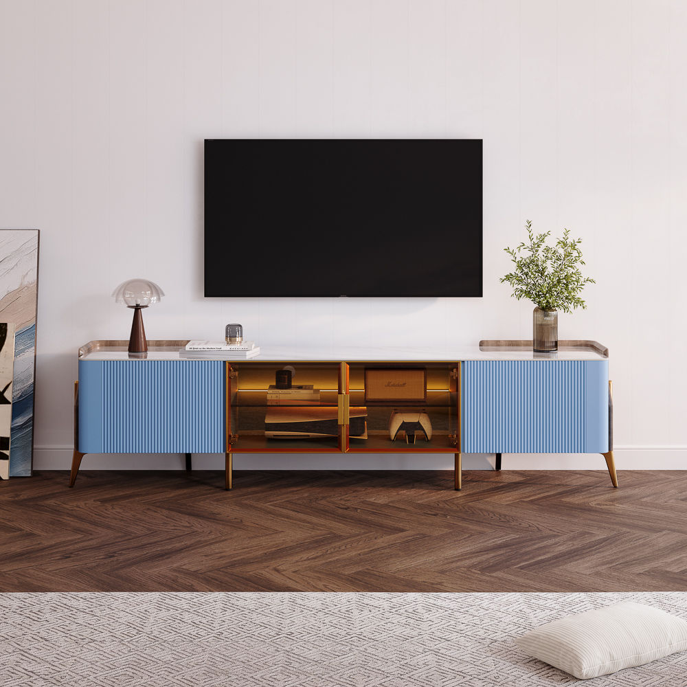 with Storage Blue Sintered Stone TV Stands