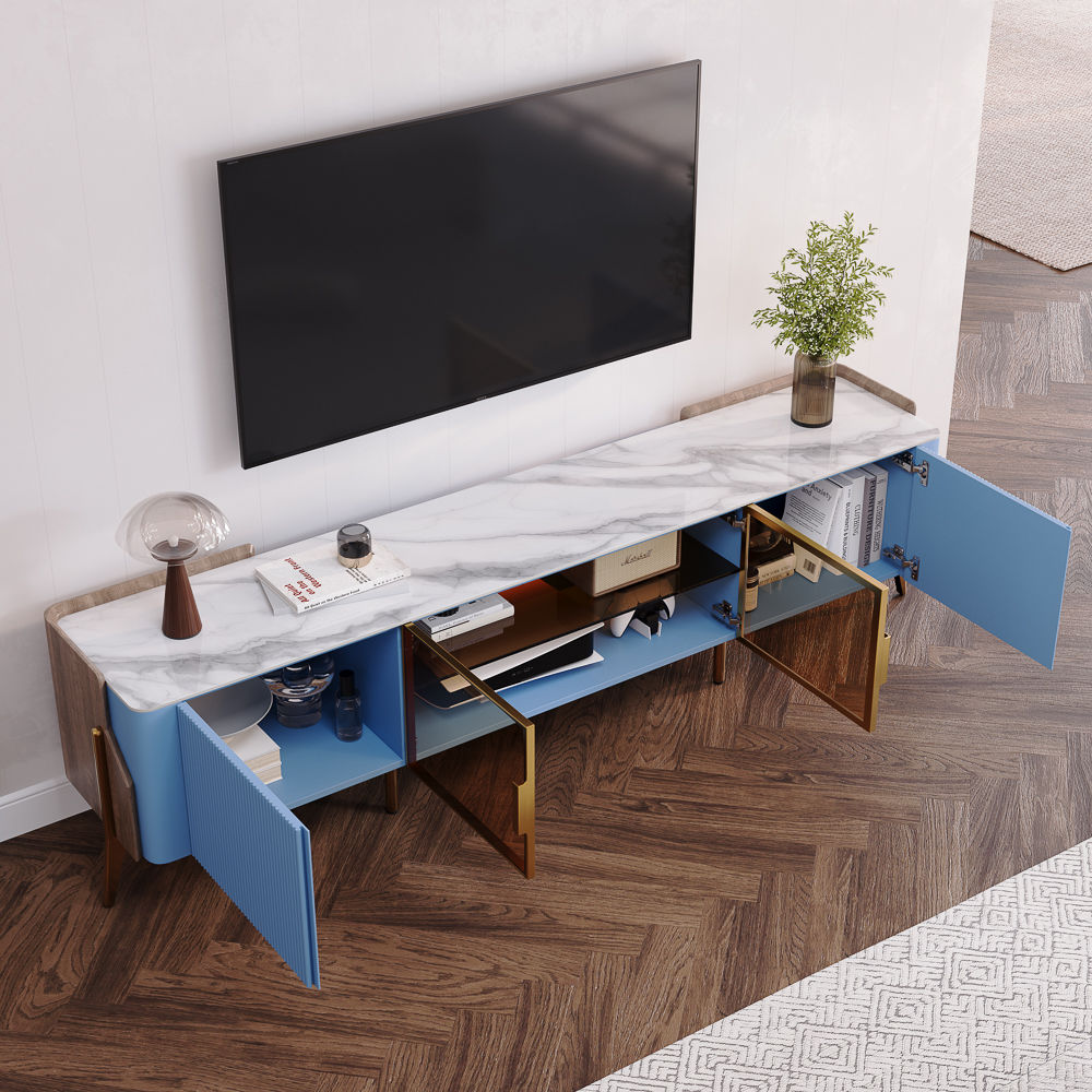 Luxury Blue Sintered Stone TV Stands