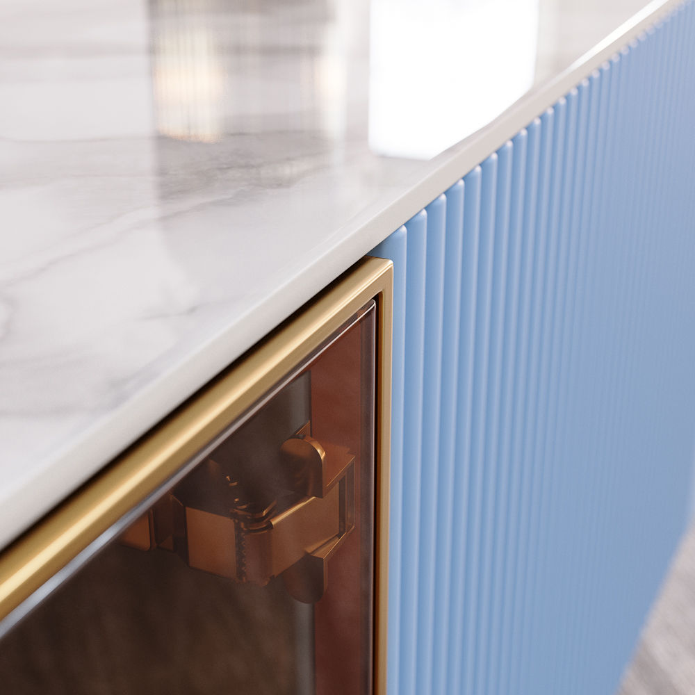 with Cabinets Blue Sintered Stone TV Stands