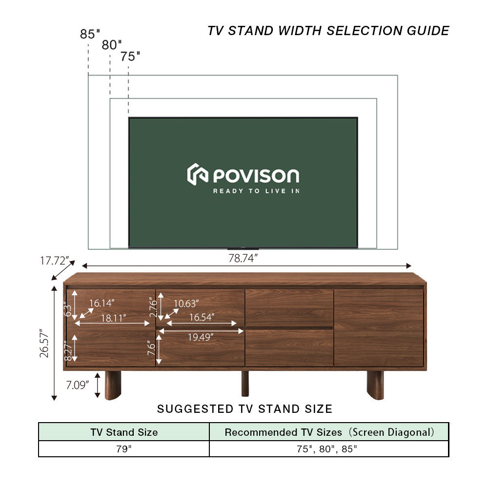 Solid Wood Walnut Color MDF TV Stands