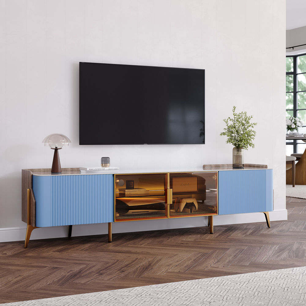 with Storage Blue Sintered Stone TV Stands