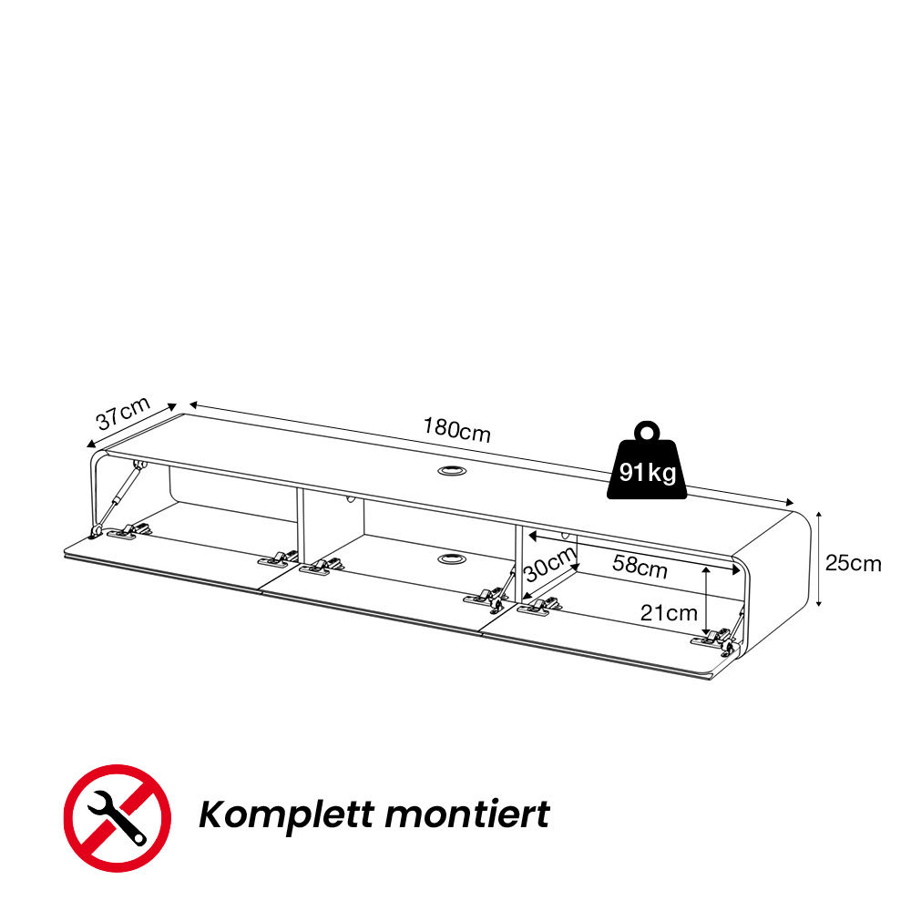 mit Schubladen Schwarz  MDF TV-Möbel