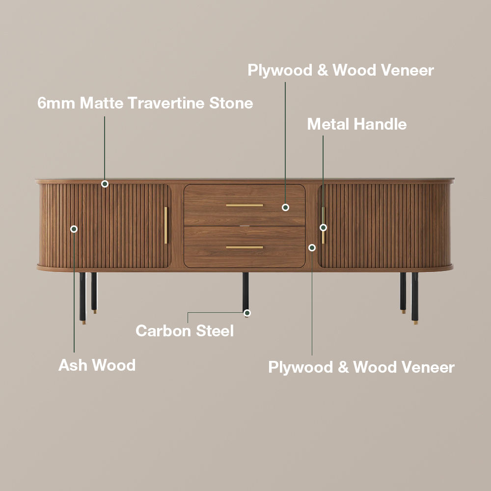 Fluted Walnut Color Plywood TV Stands