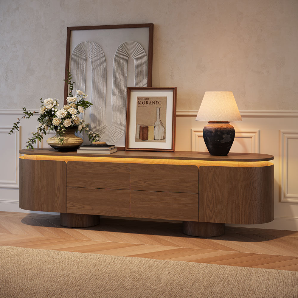 Wood Walnut Color MDF TV Stands