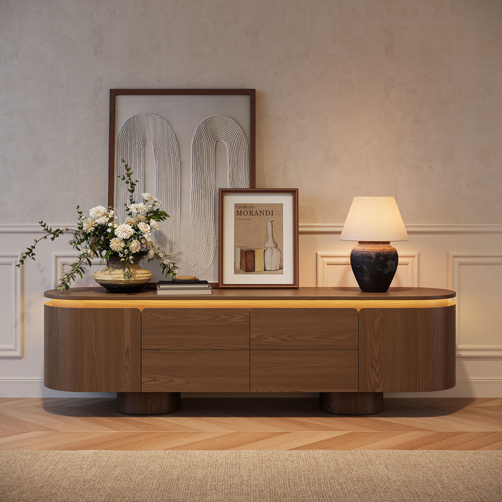 Fully Assemble Walnut Color MDF TV Stands