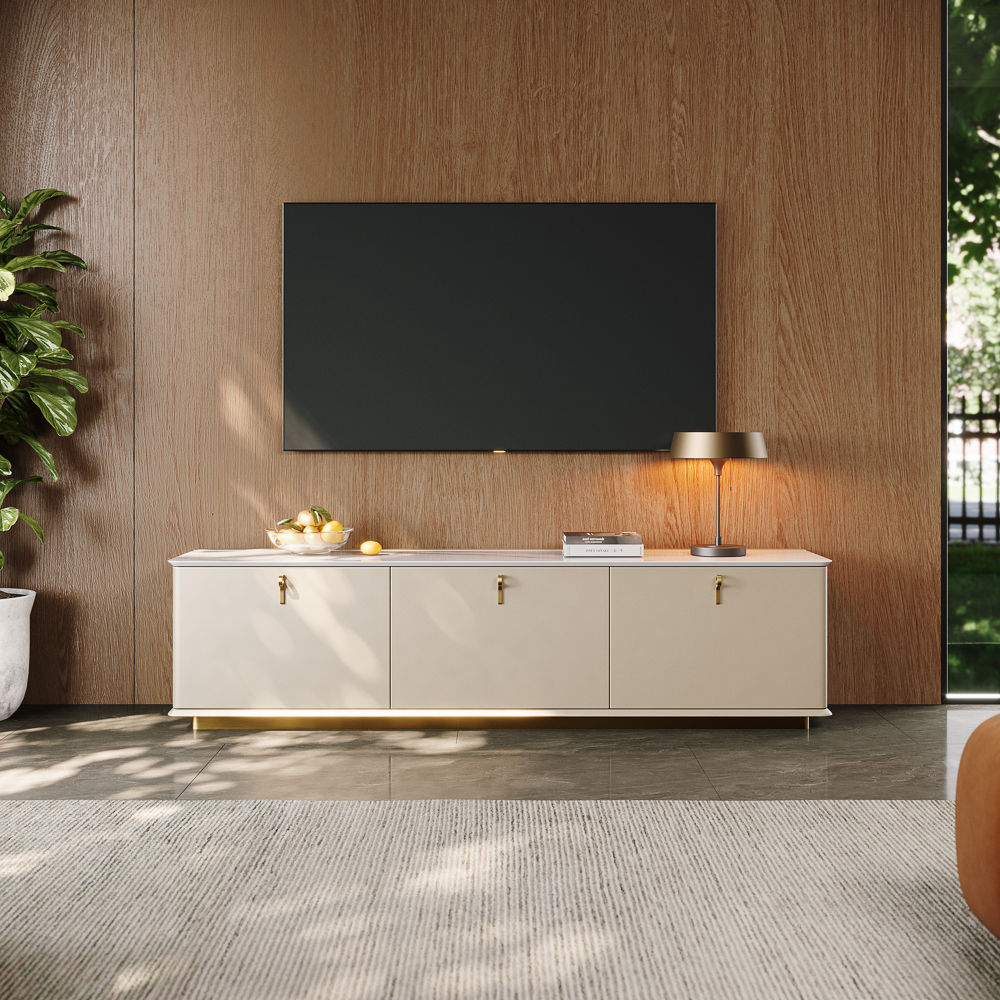 Rectangular Beige Plywood TV Stands