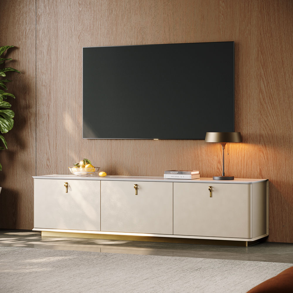 with Cabinets Beige Plywood TV Stands