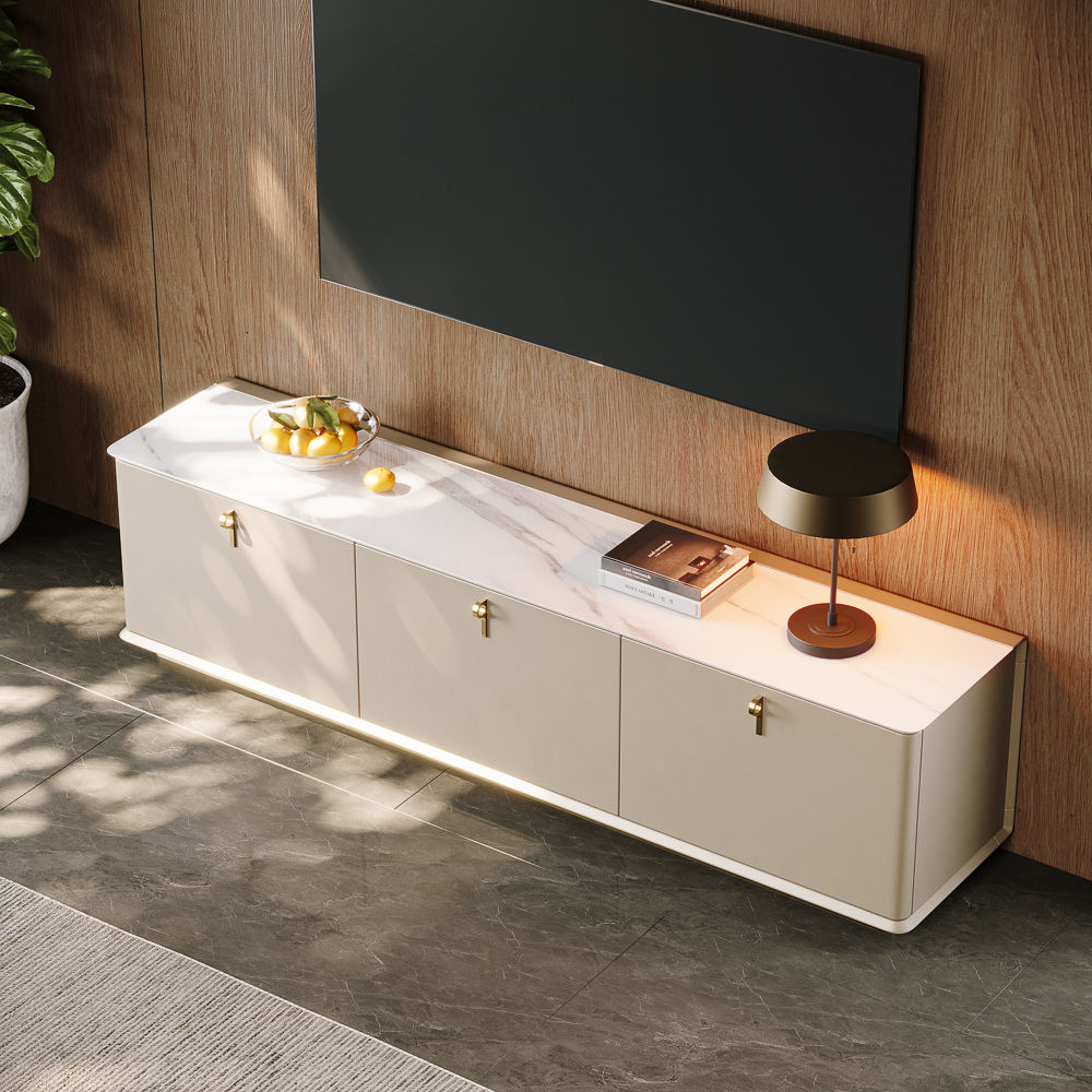 On the Ground Beige Plywood TV Stands