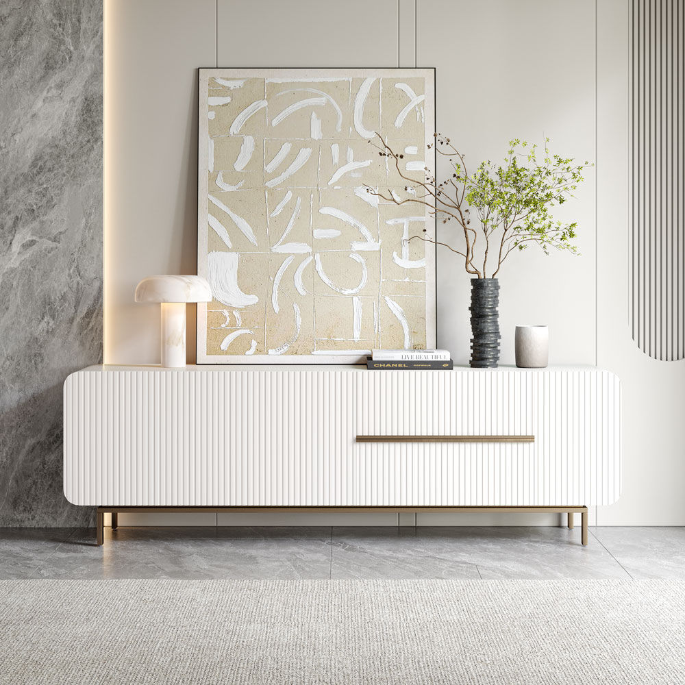 Partly Assemble Beige Plywood TV Stands