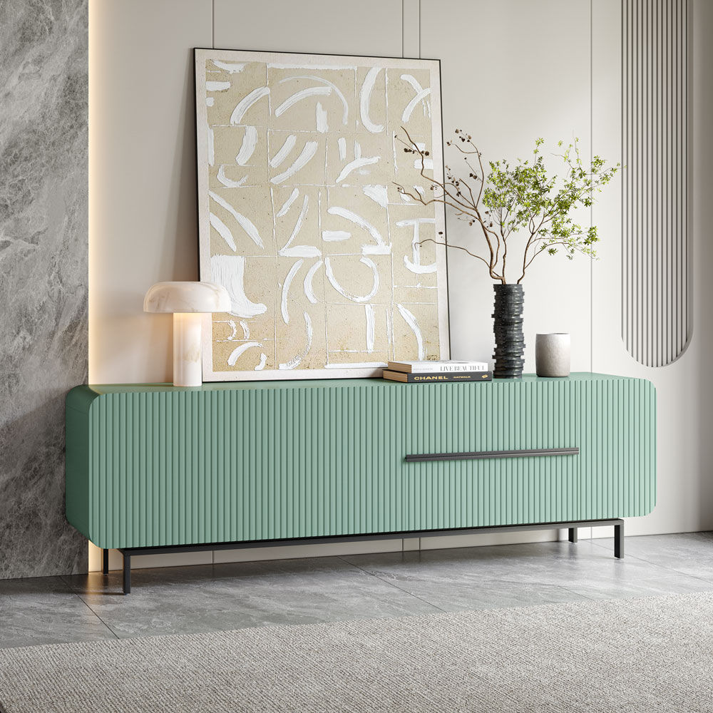 with Cabinets Green Plywood TV Stands