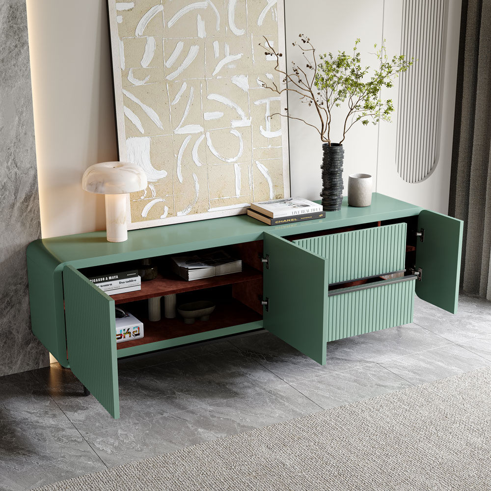 with Storage Green Plywood TV Stands