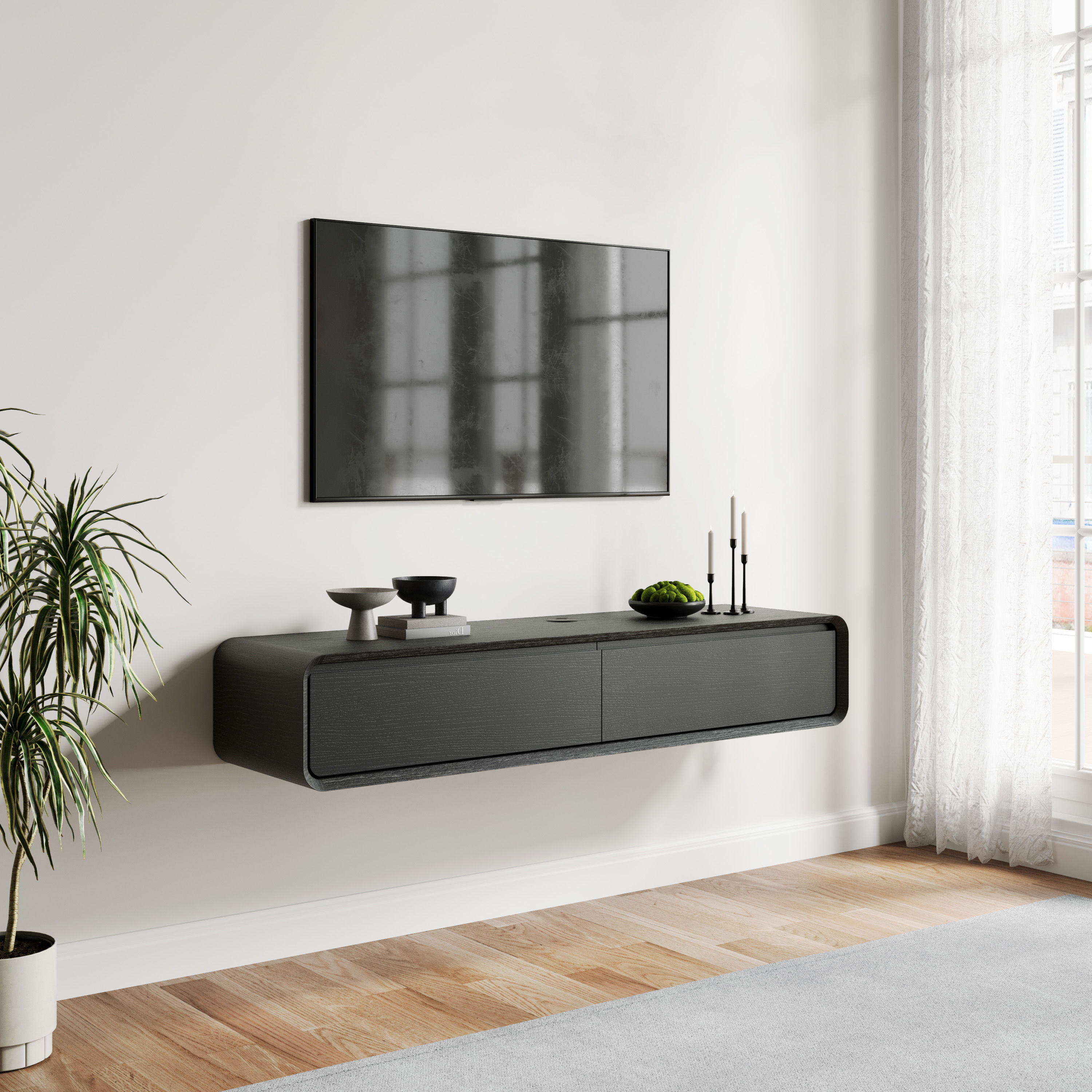 FLOAT Black MDF TV Stands