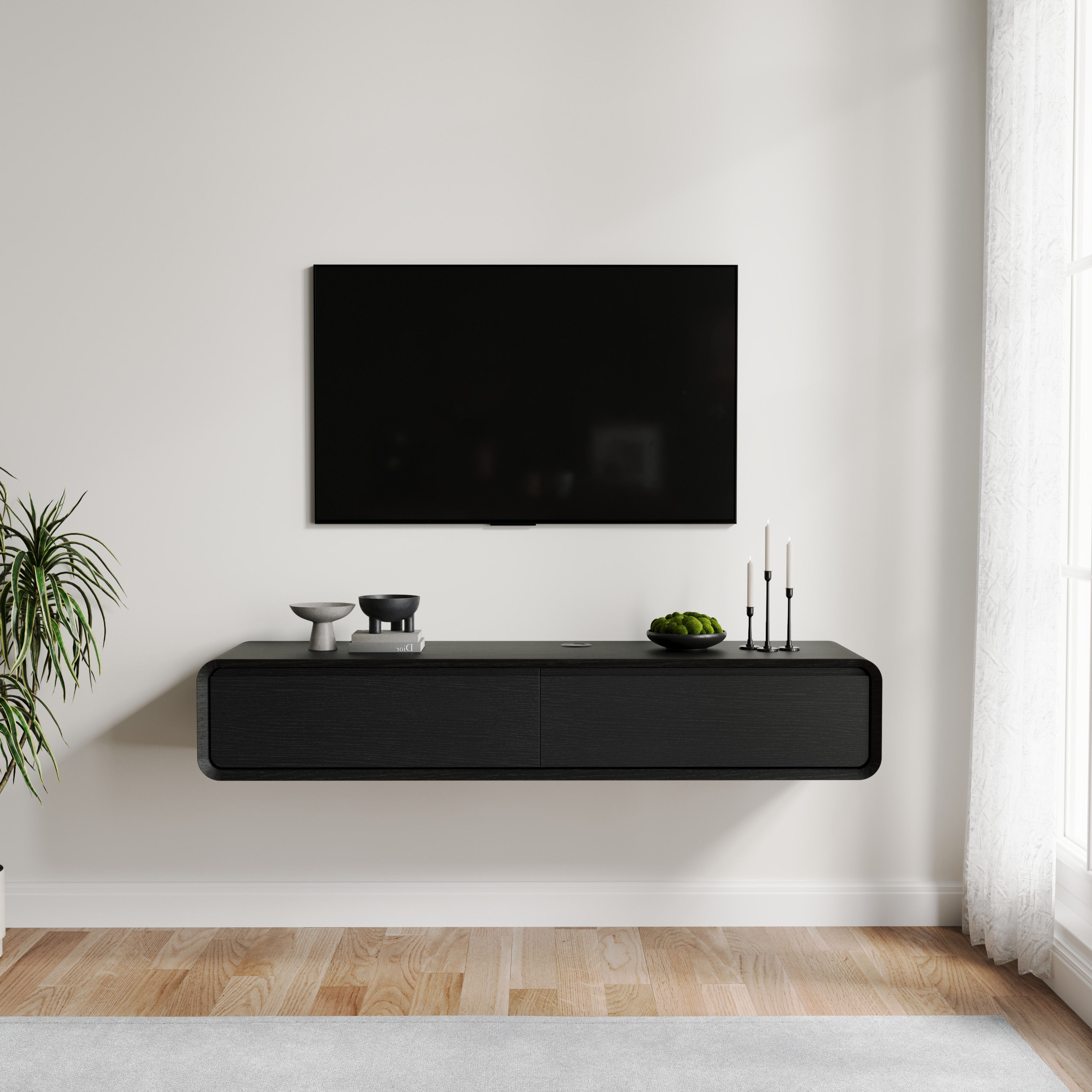 Oak Black MDF TV Stands