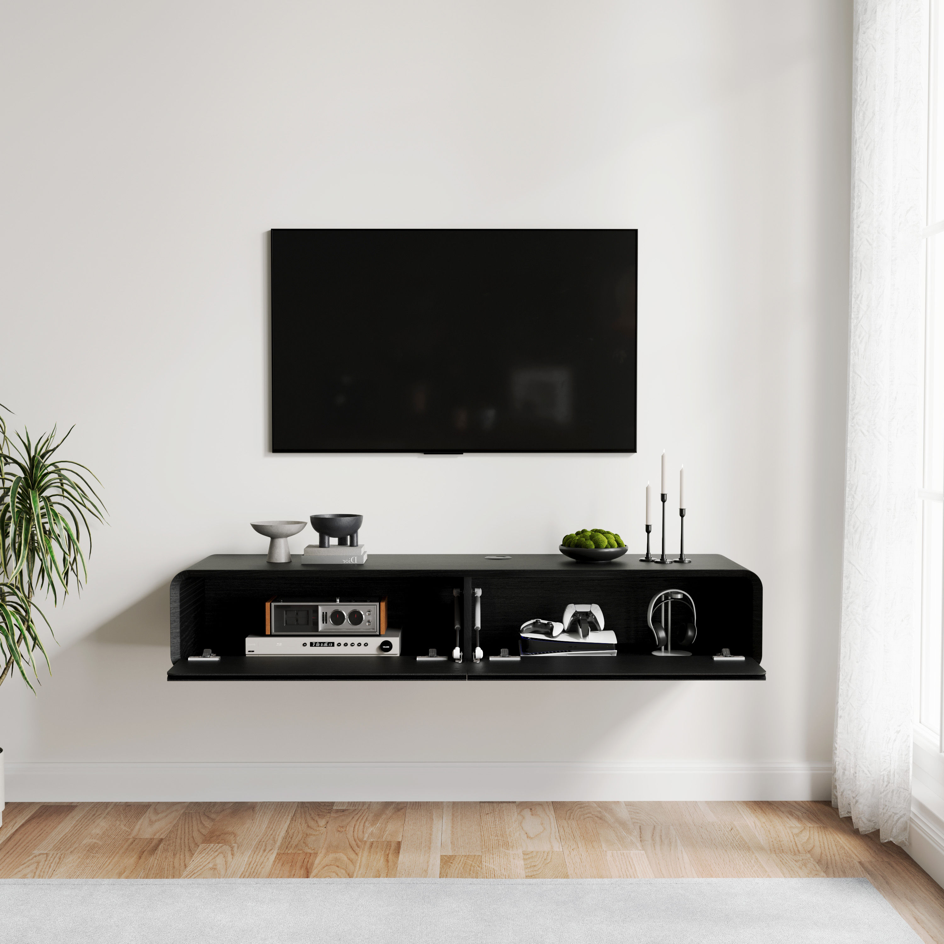 Oak Black MDF TV Stands
