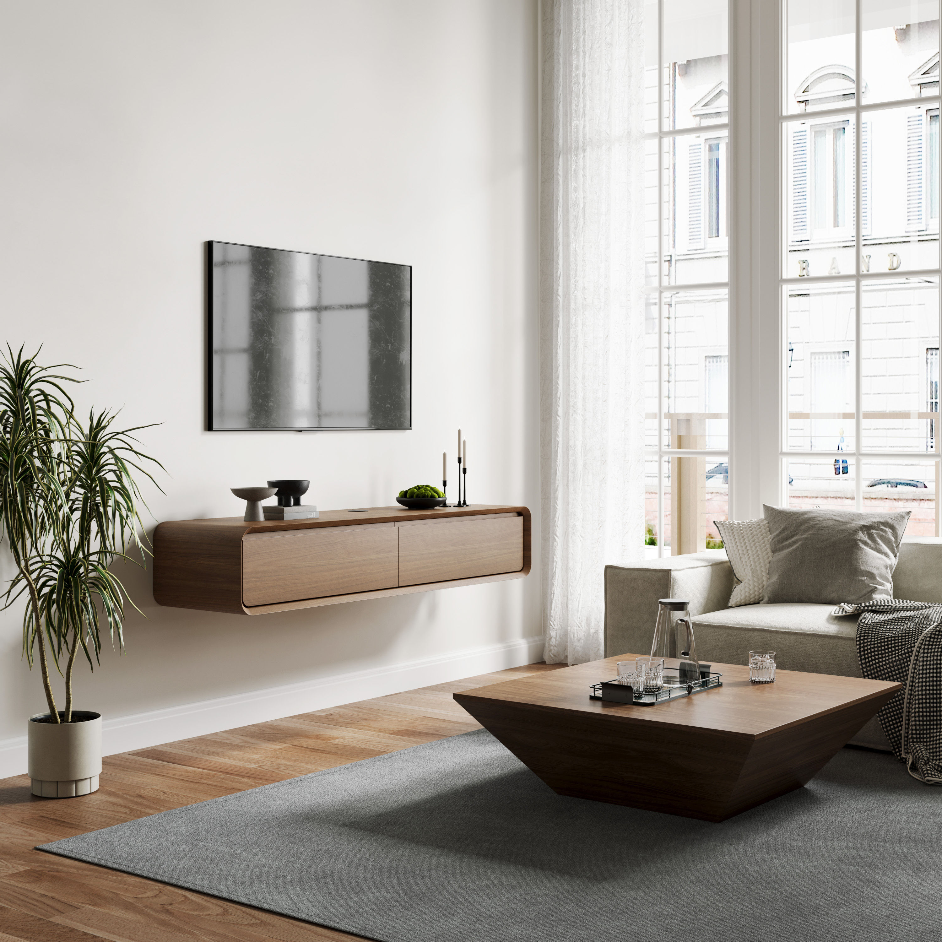 Modern Dark Wood MDF TV Stands