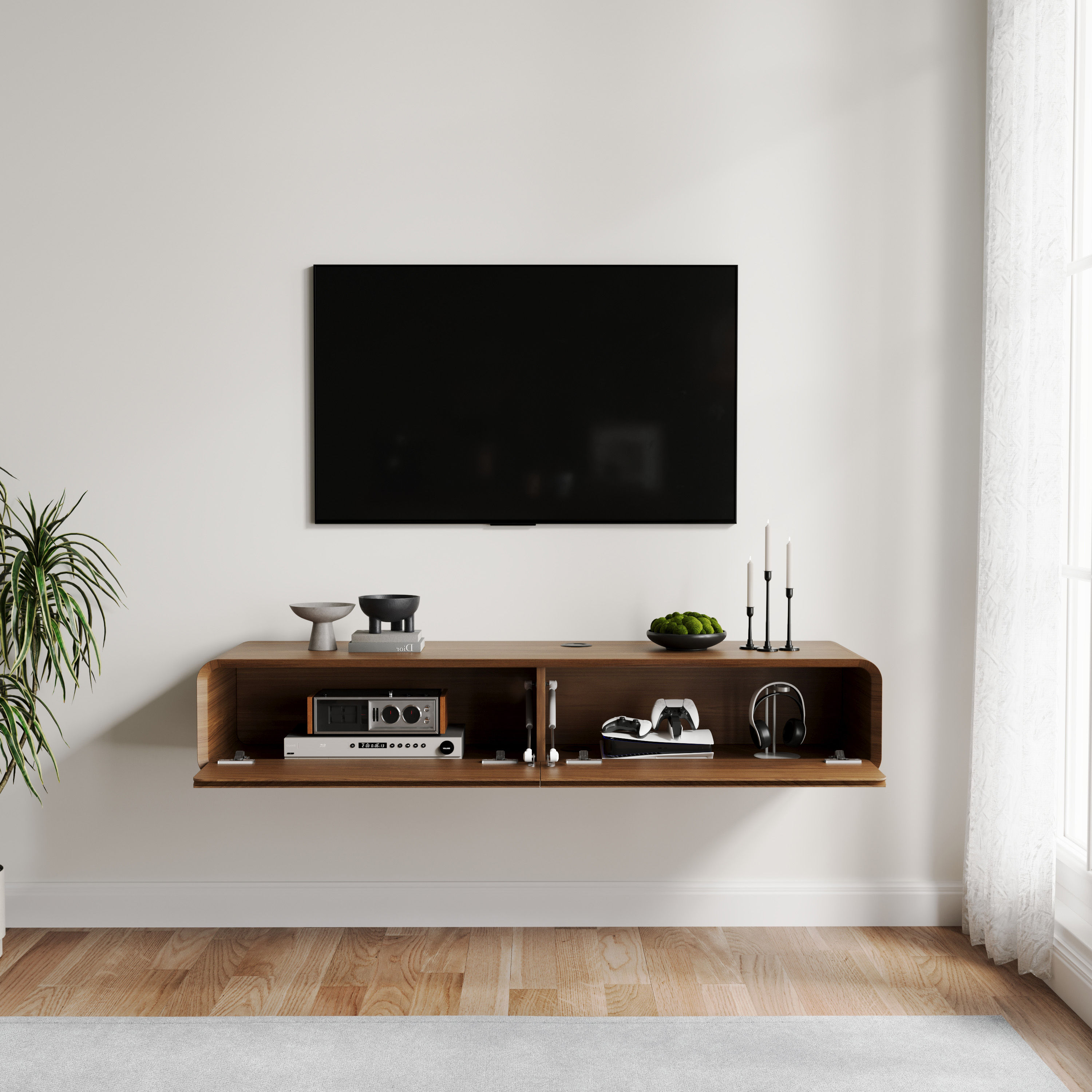 Floating Dark Wood MDF TV Stands