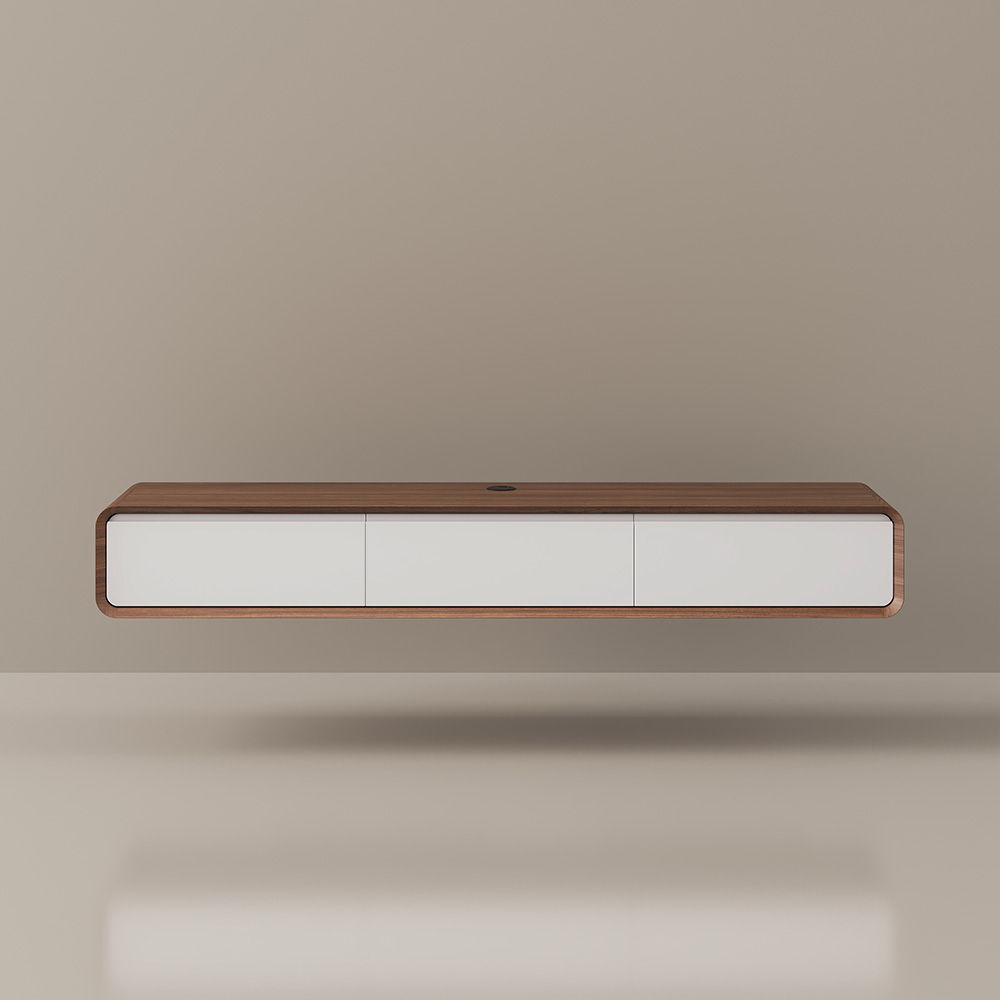 Eiche Dunkles Holz und Weiß  MDF TV-Möbel