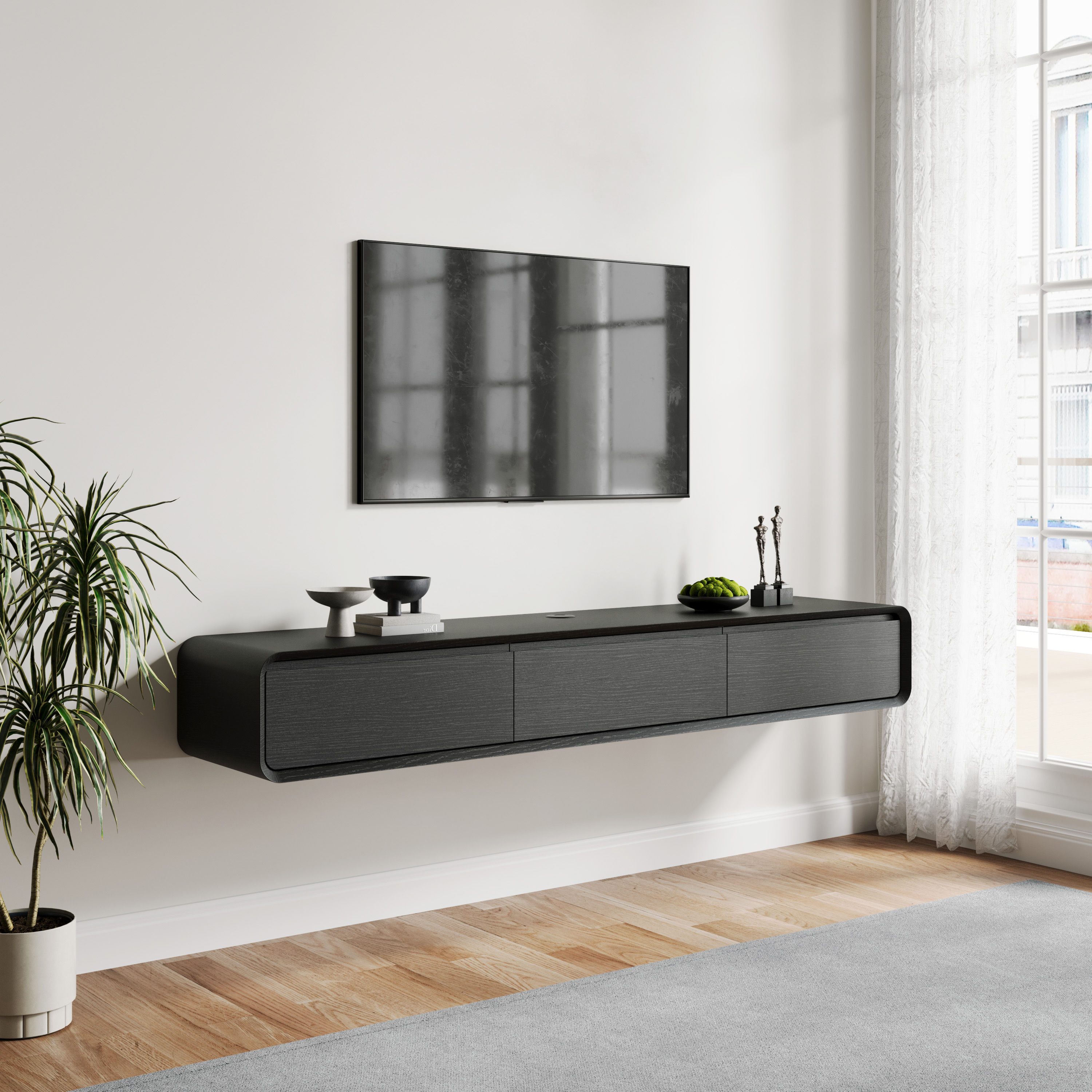 Floating Black MDF TV Stands