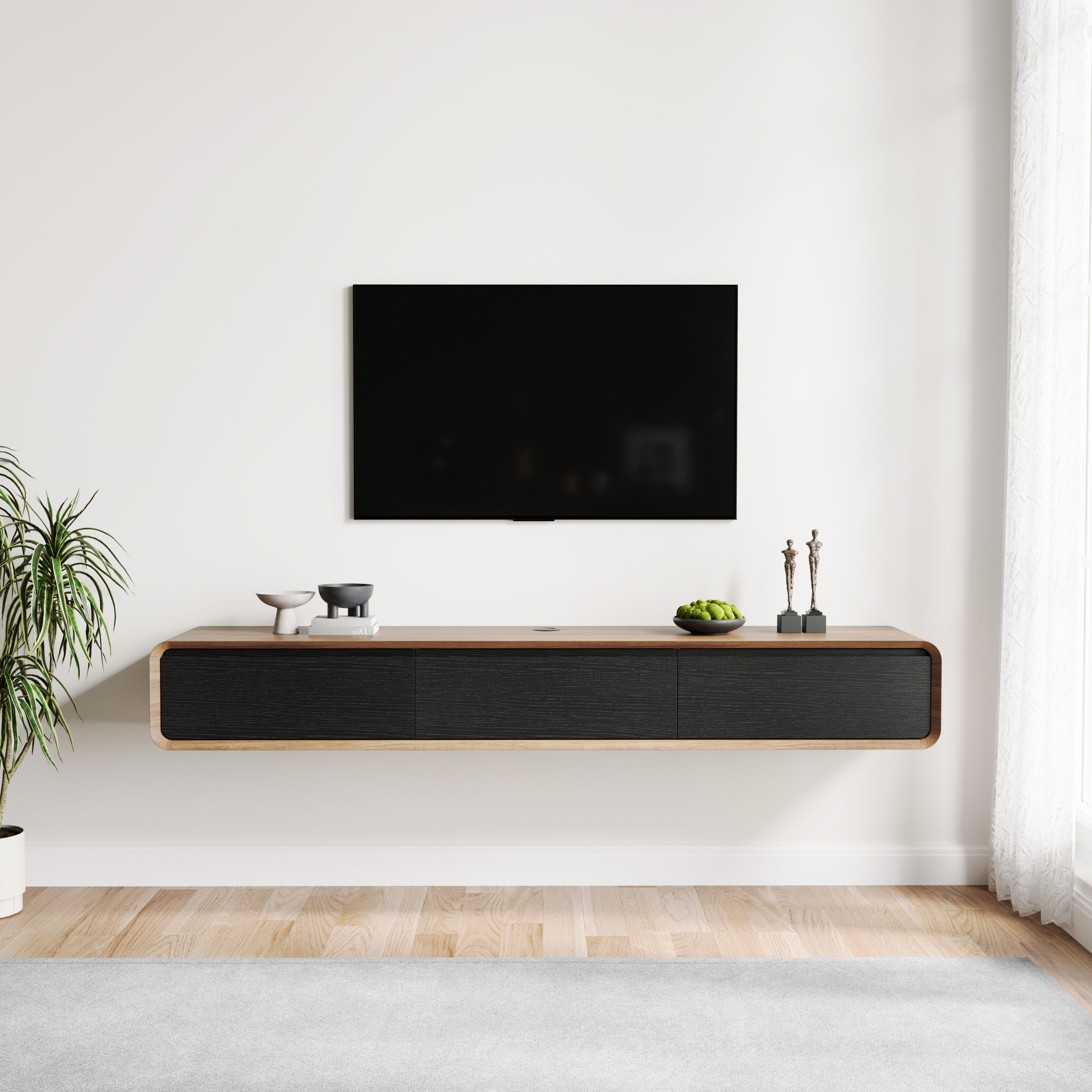FLOAT Dark Wood & Black MDF TV Stands