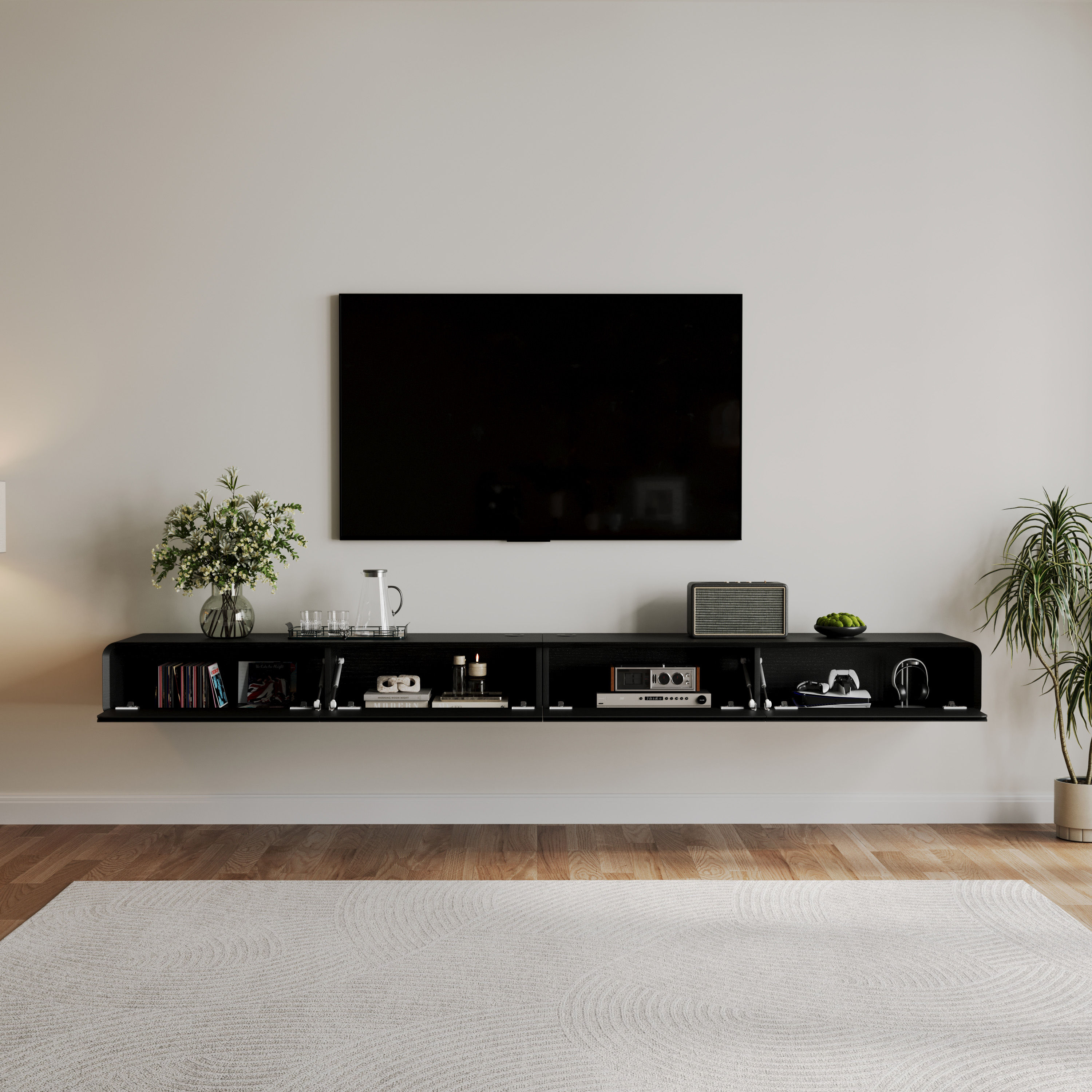 Oak Black MDF TV Stands