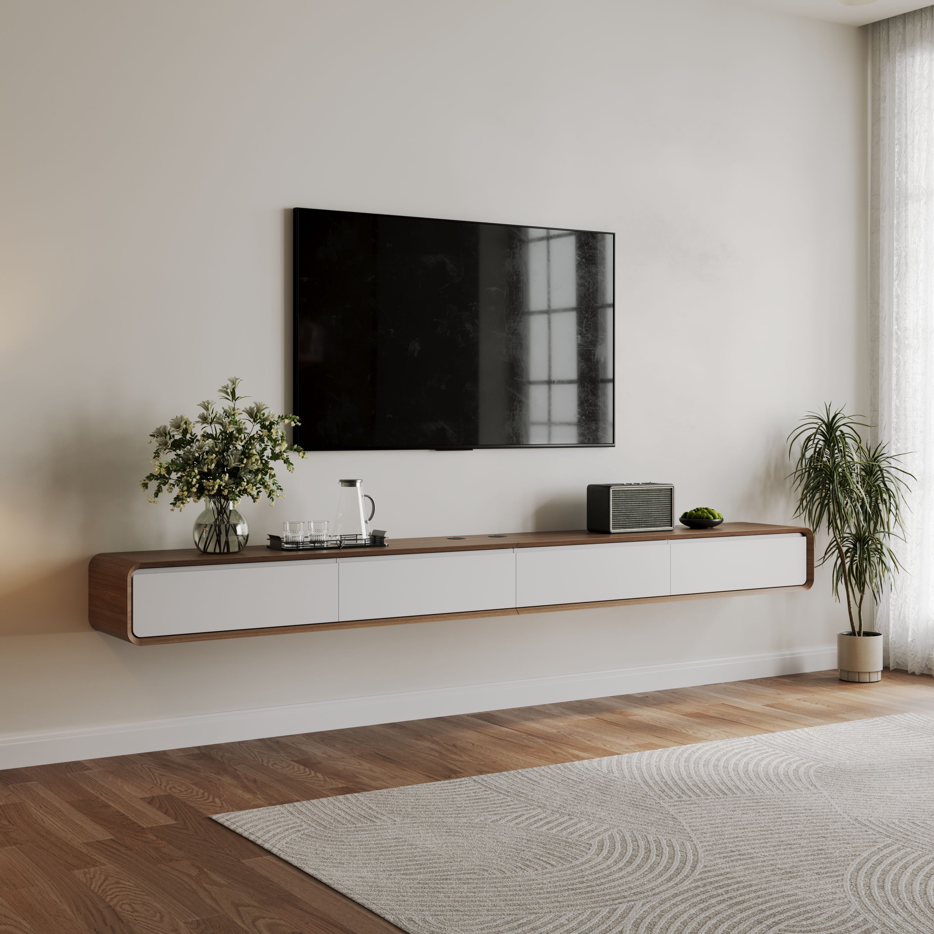 Modern Dark Wood & White MDF TV Stands