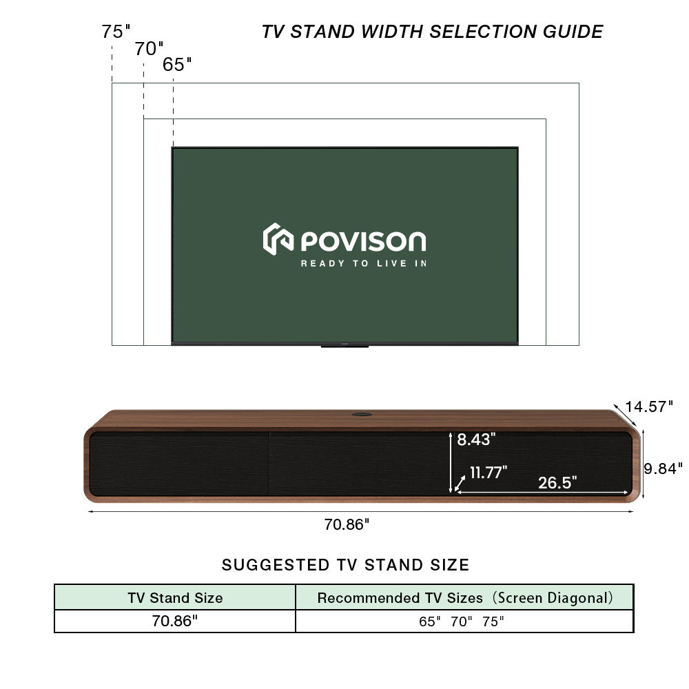 Floating Dark Wood & Black MDF TV Stands